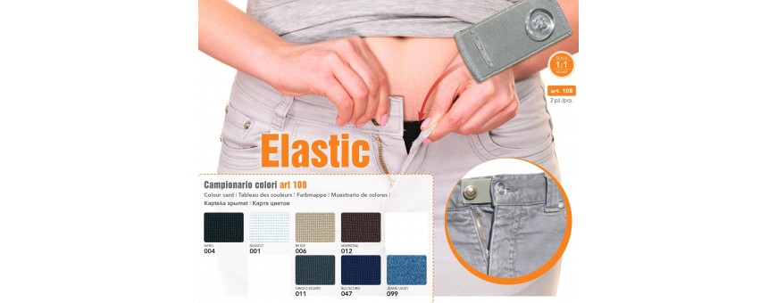 PROLUNGA ELASTICA PER GIROVITA PANTALONE - fettuccia elastica rifinita con asola e bottone, per aumentare la regolazione dei pantaloni.