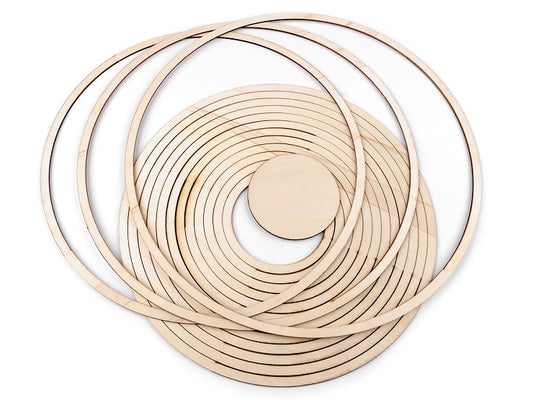 SET DI 15 CERCHI IN LEGNO PER MACRAME' O ACCHIAPPASOGNI