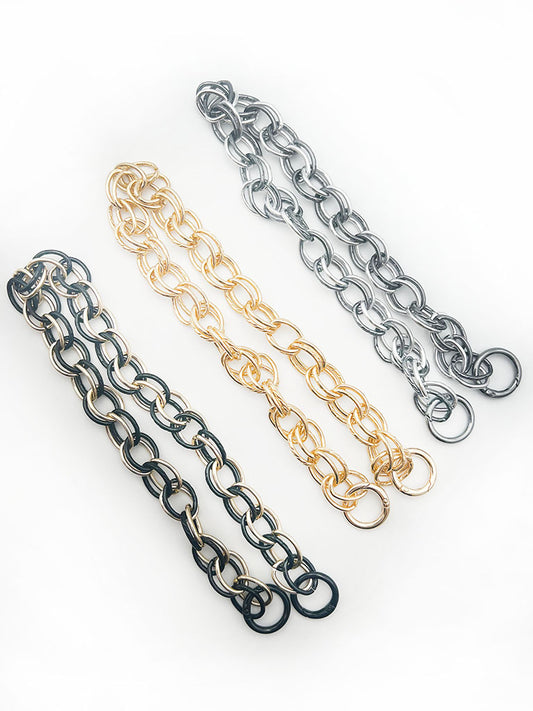 CATENA BORSA DOPPIA CON ANELLI-METALLO-50 CENTIMETRI