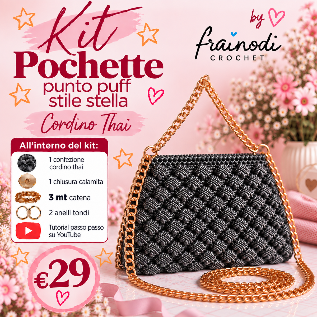 KIT POCHETTE PUNTO PUFF di Frainodi Crochet