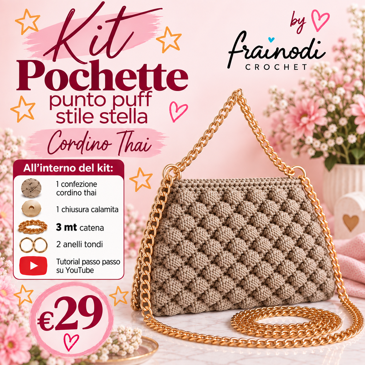 KIT POCHETTE PUNTO PUFF di Frainodi Crochet