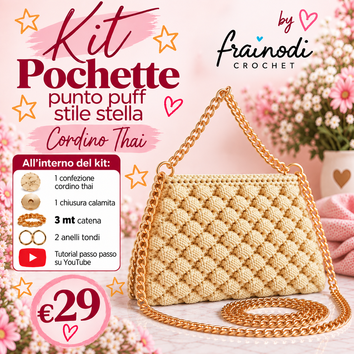 KIT POCHETTE PUNTO PUFF di Frainodi Crochet