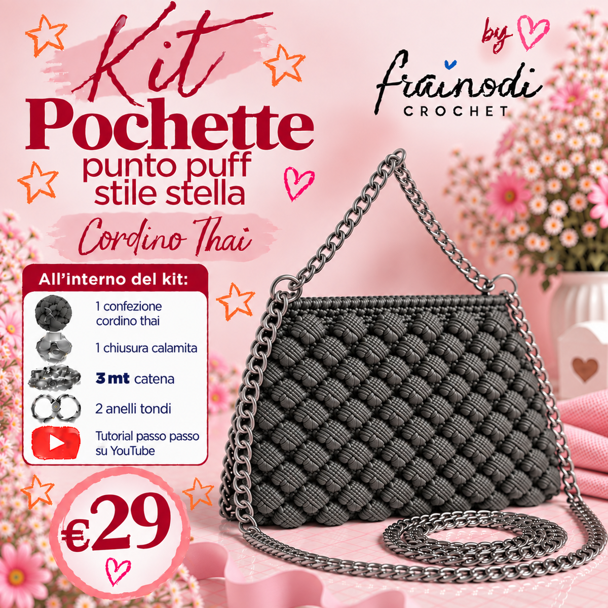 KIT POCHETTE PUNTO PUFF di Frainodi Crochet
