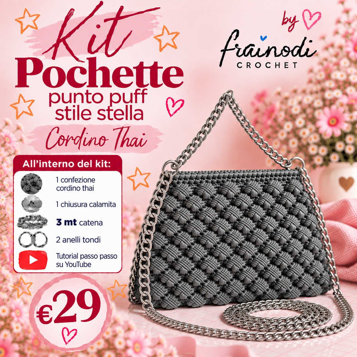 KIT POCHETTE PUNTO PUFF di Frainodi Crochet