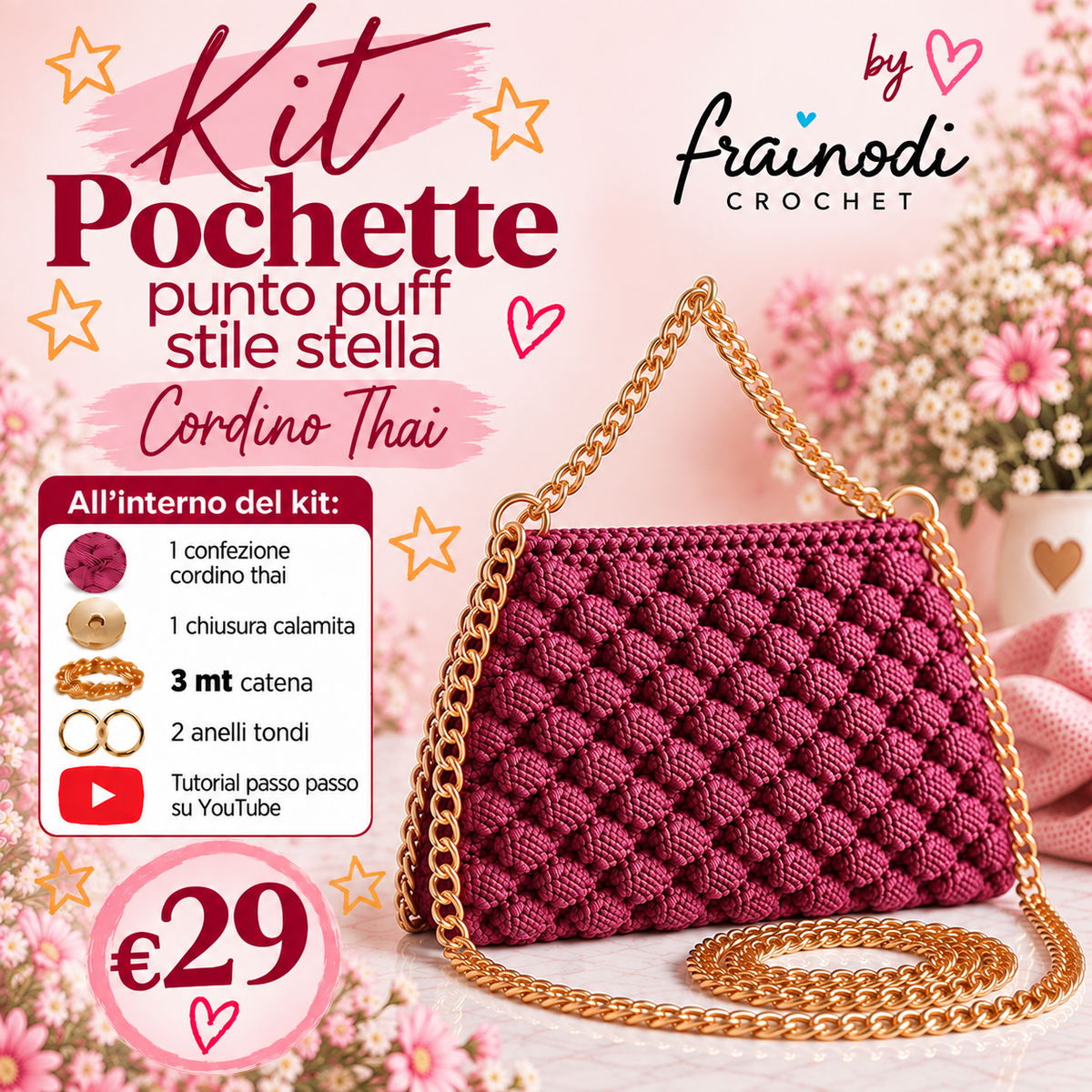 KIT POCHETTE PUNTO PUFF di Frainodi Crochet